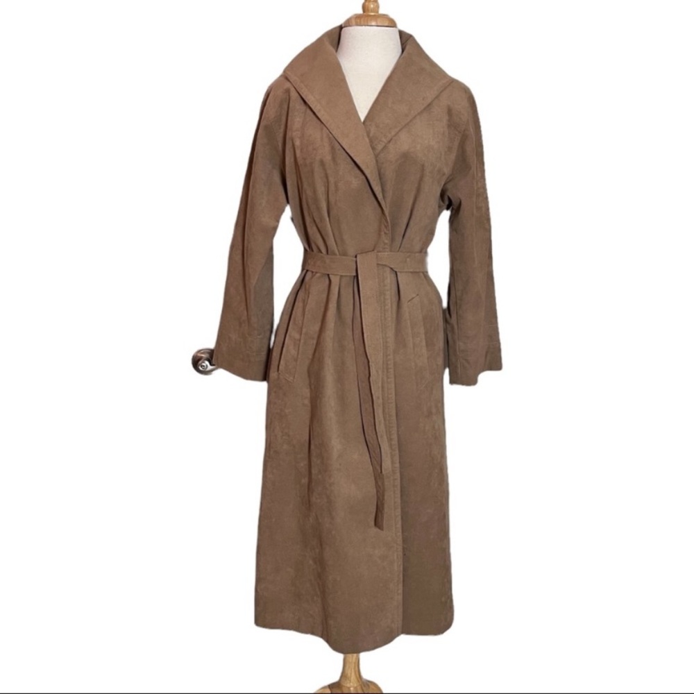 COUNT RAMI Vintage Ultra Suede Brown Wrap Trench Coat Women’s Size 8